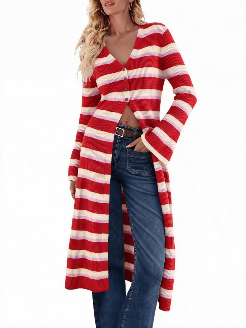 Womens Long Cardigan Sweaters Button Down Midi Knit Dress